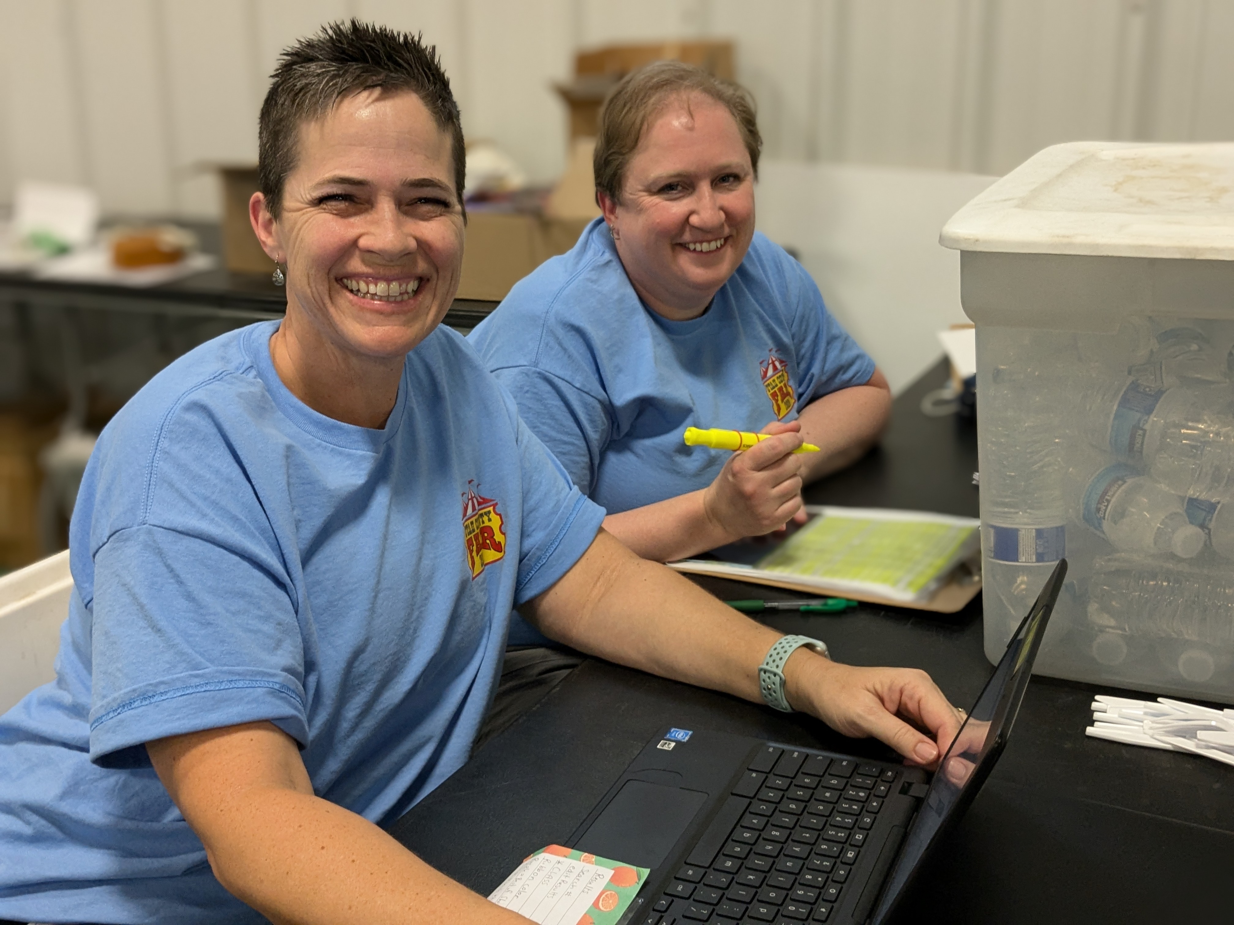 Volunteers helping at the fair